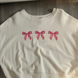 Forever 21 Cream Sweatshirt with Pink Bows